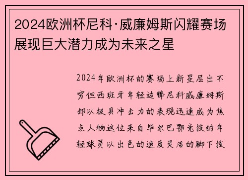 2024欧洲杯尼科·威廉姆斯闪耀赛场展现巨大潜力成为未来之星